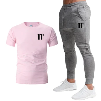 11 laipsnį spausdinimo vyriški sportiniai, vyriški marškinėliai + kelnės vyriškos dviejų dalių dviračiu, bėgiojimas trumparankoviai vyrų kostiumas atsitiktinis sui
