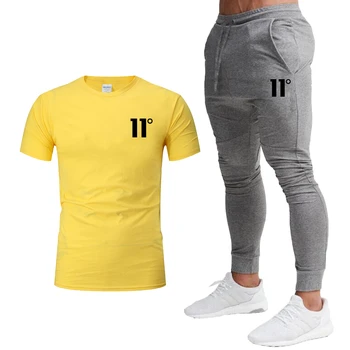 11 laipsnį spausdinimo vyriški sportiniai, vyriški marškinėliai + kelnės vyriškos dviejų dalių dviračiu, bėgiojimas trumparankoviai vyrų kostiumas atsitiktinis sui