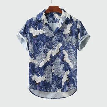 Vasaros camisas 2021 Trumpas Rankovės Atsitiktinis Mygtuką 3D spausdinimo Marškinėliai Vyrams Fitneso Paplūdimys marškinėliai Vyrams camisas para hombre Eu Dydis