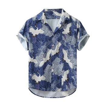 Vasaros camisas 2021 Trumpas Rankovės Atsitiktinis Mygtuką 3D spausdinimo Marškinėliai Vyrams Fitneso Paplūdimys marškinėliai Vyrams camisas para hombre Eu Dydis