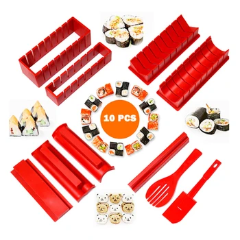 10vnt Suši Maker Rinkinys Plastiko Sushi Ryžiai, Voleliu Ryžių Pelėsių Šakutės Mentele Set Home 