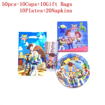80Pcs/50Pcs Vienkartiniai Indai Disney Toy Story 4 Sumedėjusių Dizaino Popieriaus Plokštės +Puodeliai+Servetėlės+Dovanų Maišeliai Gimtadienio Prekes