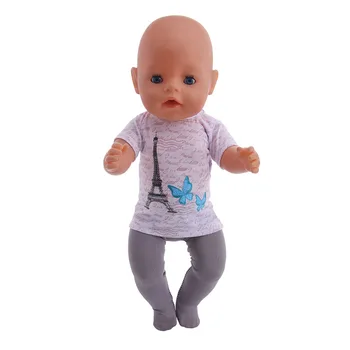 Mados Bokštas Atsitiktinis Marškinėliai Antblauzdžiai Nustatyti 18 Colių Amerikos Lėlės Mergaičių Ir 43 Cm, Naujas Gimęs Kūdikis,Lėlės Reikmenys Drabužiai