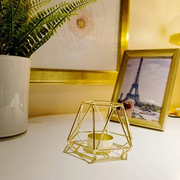 2 Aukso Geometrinis Metalo Tealight Žvakių Laikikliai Kambarį & Vonios Papuošalai - Centerpieces, Vestuvių ir Valgomasis
