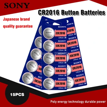 15vnt SONY CR2016 Mygtuką Baterijos 3V CR 2016 LM2016 BR2016 DL2016 Ląstelių Monetos Ličio Baterija Žiūrėti Elektroninių Žaislų Nuotolinio