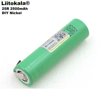Originalus 4PCS Liitokala 18650 25R 2500mAh ličio baterija 20A nuolat išlydžio galios elektroninių baterija +PASIDARYK pats Nikelio lakštai