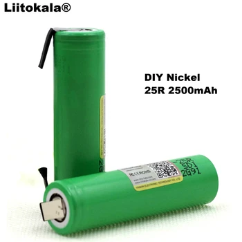 Originalus 4PCS Liitokala 18650 25R 2500mAh ličio baterija 20A nuolat išlydžio galios elektroninių baterija +PASIDARYK pats Nikelio lakštai