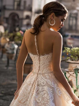 BAZIIINGAAA Paprasta Vestuvinė Suknelė Nėrinių Mažai Duobute Stebėjimo Suknelė Prabangių Vestuvių Suknelės, Vestuvių Gali Būti Plaunami Nuotakos Suknelės