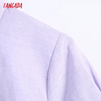 Tangada Moterų Retro Violetinė Pasėlių Marškinėliai Peter Pan Apykaklės 2021 Elegantiškos Moters High Street Marškinėliai Topai BE734