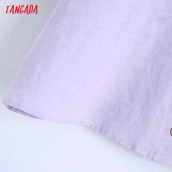 Tangada Moterų Retro Violetinė Pasėlių Marškinėliai Peter Pan Apykaklės 2021 Elegantiškos Moters High Street Marškinėliai Topai BE734