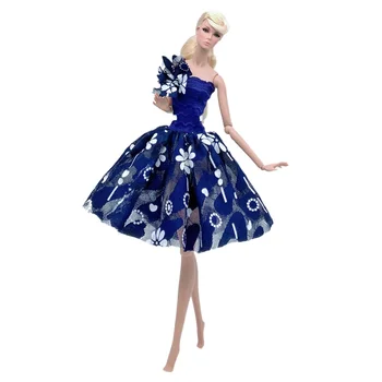 Mados Mėlyna Gėlių Princesė Suknelė Barbie Lėlės Drabužiai Baleto Suknelės Vestidoes Šokių Kostiumai 1/6 BJD Aksesuarų Vaikams Žaislas