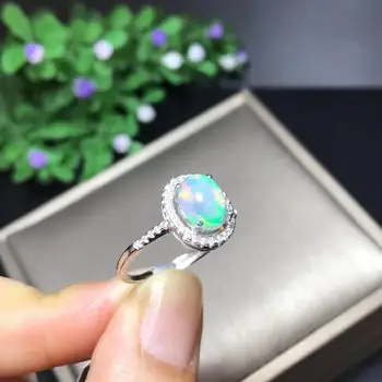 Opalas Žiedas gamtos Ir Nekilnojamojo Opalas brangakmenio klasikinis žiedas 925 sterlingas sidabras brangakmenio papuošalai