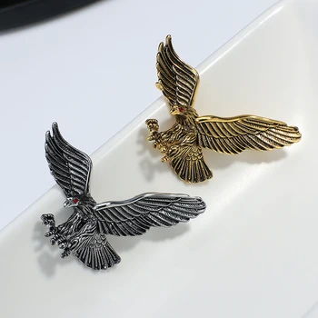 Flashbuy Vintage Gold Flying Eagle Sagė Moterys Vyrai Punk Kostiumas Megztinis Kailis Paukščių Smeigtukai Šalies Aksesuarai Dovanos 2020 M.
