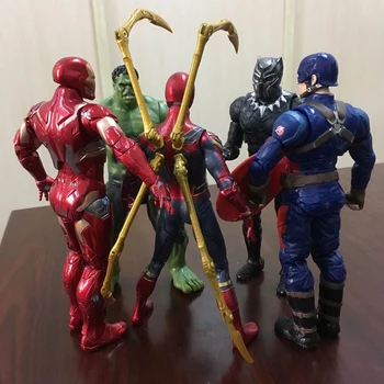 30cm Marvel Keršytojas Žaislai Hulk Geležinis Žmogus Kapitonas Amerika Black Panther Action Figure Lėlės Rinkti dovanas vaikams suaugusieji