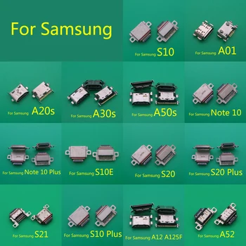 10VNT Tipas-C USB Įkrovimo Jungtį, Lizdą Uosto Samsung S10 S10 Plius S10e A01 A12 A52 A20S A30S A50S 10 Pastaba S20 Plius S21