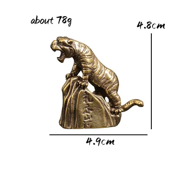 Antikvariniai Bronzos Tigras Laipiojimo Kalnų Statula Zodiako Gyvūnų Darbastalio Ornamentu Gryno Vario Miniatiūrinės Figūrėlės Arbatos Pet Namų Dekoro