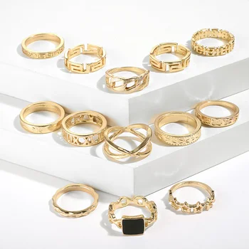 TFK Europos Ir Amerikos Stiliaus Naujas Cirkonis Atidaryti Žiedas 10 dalių Komplektas Asmeninį Nustatyti Žiedas Ponios Mados Uodega Žiedą ant kitos
