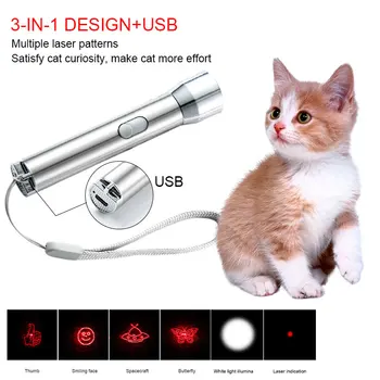 Žymiklį Šviesos Pen Kačių Reikmenys LED Žibintuvėlis Rašiklį, Žibintuvėlį Žaislas Žymiklį Šviesos Pen Funny Cat Light USB Įkrovimo Katė Lazerio Katė Žaislas