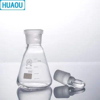 HUAOU 500 ml Kūginę Kolbą Borosilikatinio 3.3 Stiklo su matinio Stiklo Kamščiu, Laboratorinė Chemija, Įranga
