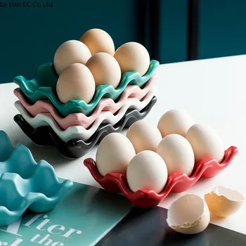 1pcs 6 Tinklus Kiaušinių Laikiklį Keramikos Slydimo Kiaušinių Dėžutės Šaldytuvas atsparus smūgiams Kiaušinių Dėklas Turėtojas talpinimo Namuose Saugojimo Organizacija