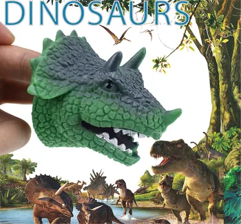 Triceratopsas vertus lėlių vaidinimas tikroviškas galvos dinozaurų pirštų pirštinės žaislo modelis dovana dinozaurų vertus, lėlių, vaikų žaislų L