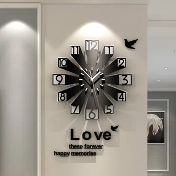 3D Minimalistinio Sieninis Laikrodis Lipdukas Akrilo Modernaus Dizaino Kūrybos Sieninis Laikrodis Skaitmeninis Kambarį Orologio Parete Namų Dekoro AF50WC