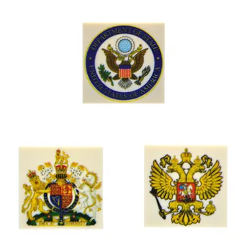 Individualizuotos Atspausdinta Plytelės Herbas JAV, UK, Rusija SS Plytos Miesto Kūrėjas, Statyba Blokai Žaislai Vaikams