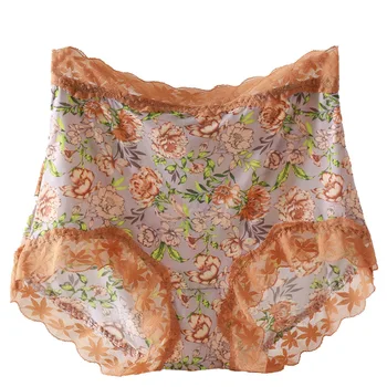 Seksualus Lingeries Didelis Dydis Gėlių Spausdinti Moterų Underwears Aukšto Juosmens Nėrinių Pynimas Trumpikės Kvėpuojantis Moterų Underwears 97