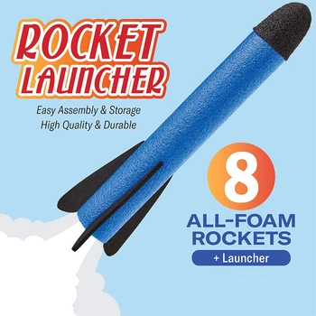 Žaislas Raketų Paleidimo vaikams Ūgliai Iki 100 Pėdų 8 Spalvinga Putų Raketas ir Tvirtas Paleidimo Stendas Su Koja Launch Pad