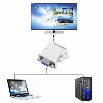 DVI DVI-I Male 24+5 Pin VGA Moterų LCD Vaizdo Keitiklis Adapteris Prijungti DVD HDTV Vyrų ir Moterų Adapteris Baltas