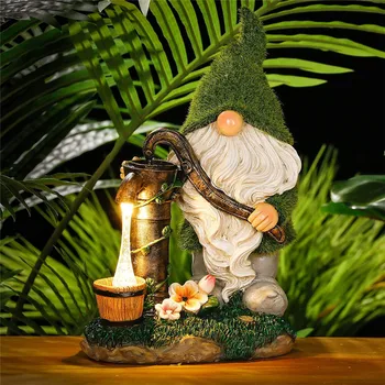 Neklaužada Nykštukas Gnome Statulėlės su Saulės LED Šviesos Elf Statula Sodo Fėja Apdailos Kieme Veja Ornamentu