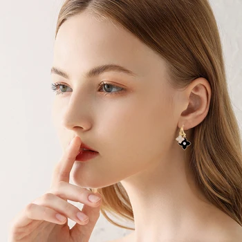 OYB naujų korėjos versija cirkonis keturių lapų dobilų pakabukas auskarai moterų ausies sagtis klasikinių pop pin mados dobilai