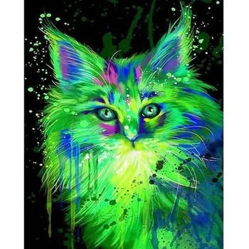 Kvadratiniu Noctilucent Žalia Katė Gyvūnų Mozaika 