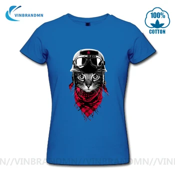 Naujas Mados Funny girl ' s Cute Kačių Cool Cat Ride motociklas Medvilnės juokingi marškinėliai moterims Nuotykių Katė T-shirts femme Camiseta