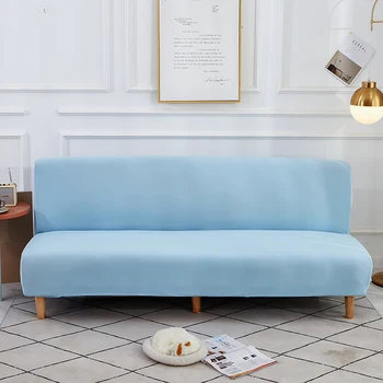 Armless Sofa-Lova Padengti Lankstymo Šviesiai Mėlyna Šiuolaikinės Sėdynių Užvalkalai Ruožas Sofos Dangtelis Be Porankiu Raštas Elastinga Spandex