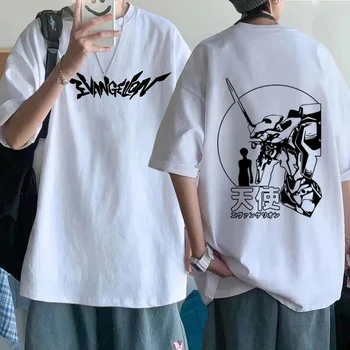 Juokingas Animacinių filmų Marškinėliai Vyrams Manga Anime EvangelionT-shirt 90s Unisex Marškinėlius Hip-Hop Top Tee Vyriška
