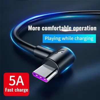 5A C Tipo USB Duomenų Kabelį, Greito Įkrovimo už Huawei 30 P40 Mate 20 Xiaomi 10S Redmi 9 Pastaba Apkrauna QC3.0 USB Kabelis C