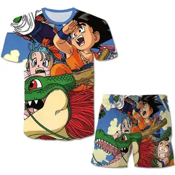 Longzhubeta marškinėliai berniukui, kelnes, vasaros trumpos rankovės vaikų drabužiai Japonų anime boy marškinėliai šortai dviejų dalių vaikų clothin