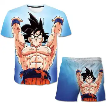 Longzhubeta marškinėliai berniukui, kelnes, vasaros trumpos rankovės vaikų drabužiai Japonų anime boy marškinėliai šortai dviejų dalių vaikų clothin