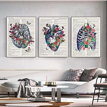 Šiaurės Spausdinti Plakatai Anatomija Žmogaus organų, širdies, smegenų Sienos Meno Tapybos Drobės Derliaus Sienos Nuotraukas, Medicinos Klinika, Dekoras