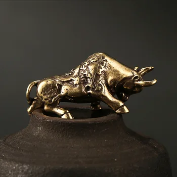 Derliaus Vario Turtingi Bull Pasisekė Feng Shui Darbastalio Apdaila Ornamentu Reikmenys, Metalo, Žalvario, Gyvūnų Karvė Figūrėlės Miniatiūros