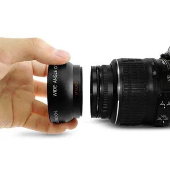 1set Profesinės 52MM 0.45 x Plataus Kampo Makro Objektyvas Nikon D3100 D3200 D5200 D5100 Black Super Plataus Kampo