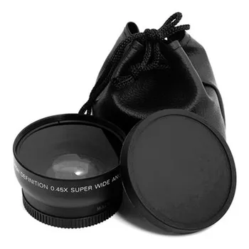 1set Profesinės 52MM 0.45 x Plataus Kampo Makro Objektyvas Nikon D3100 D3200 D5200 D5100 Black Super Plataus Kampo