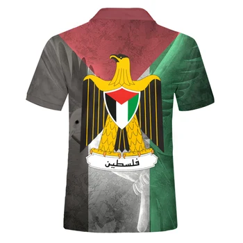 UJWI Palestinos Vėliava Polo trumpomis Rankovėmis 3D Atspausdintas Polo Marškinėliai Unikaliai Suprojektuoti Logotipas Laisvi Vyrų Vasaros Drabužių Armijos Pergalės 5XL