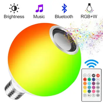 Protingas, Lempa, LED Muzika, RGB Naktį Šviesos Nuotolinio Valdymo Pritemdomi 12W E27 Spalvinga Keičiasi Lemputės, Lempos, Disko, 