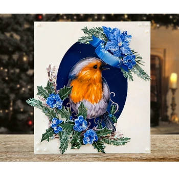 Šventinis Elnias Songbird Mielas Gėlių Poinsettia Holly Kalėdų Medžio, Metalo Pjovimo Miršta Scrapbooking Naujas 2019