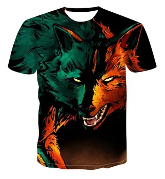Vasaros 2020 didelis siūlo 3D gyvūnų spausdinti marškinėliai Lobo kaklo apvalios trumpas rankovės marškinėliai patogūs atlaisvinkite vyrų ir moterų, dydis S-6XL