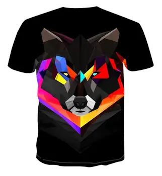Vasaros 2020 didelis siūlo 3D gyvūnų spausdinti marškinėliai Lobo kaklo apvalios trumpas rankovės marškinėliai patogūs atlaisvinkite vyrų ir moterų, dydis S-6XL