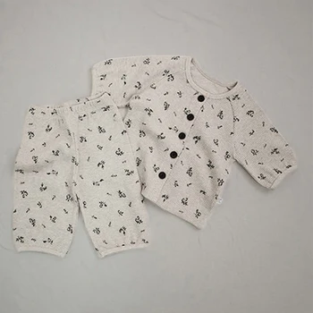 Korėjos Stiliaus Vasaros Bamblys Kūdikių, Mergaičių, Berniukų Drabužiai Kostiumas trumpomis Rankovėmis marškinėliai+Šortai Kūdikių Mergaičių Medvilnės Spausdinimo Drabužių Rinkiniai