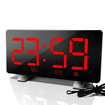Skaitmeninis Laikrodis-Žadintuvas, Radijo Žadintuvas, Dual Signalizacija su Įkrovimo lizdas Reguliuojamas signalo Atidėjimo Laiką Šviesos Jutiklis Naktiniai Žadintuvas